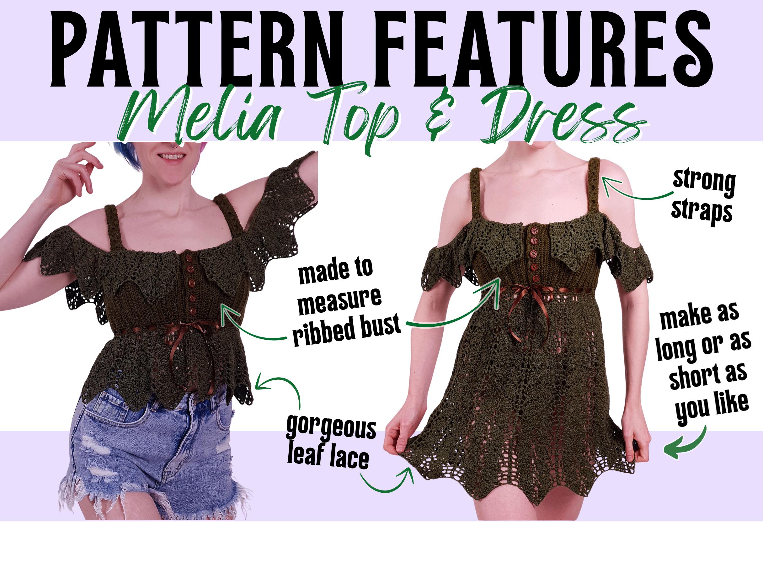 Melia Top and Dress Crochet PATTERN | Whimsical Leaf Lace Festival Fairy Costume - Etsy Melia Top and Dress Crochet PATTERN | Whimsical Leaf Lace Festival Fairy Costume - Etsy