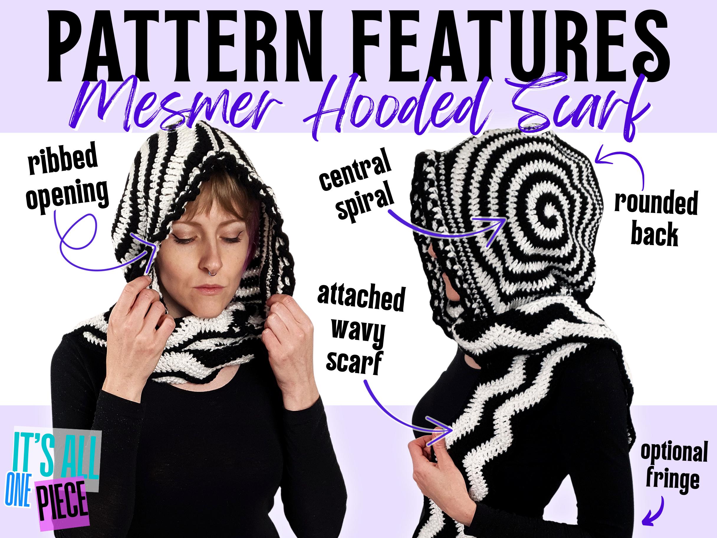 Mesmer Hooded Scarf Crochet PATTERN | Whimsical Twisted Spiral