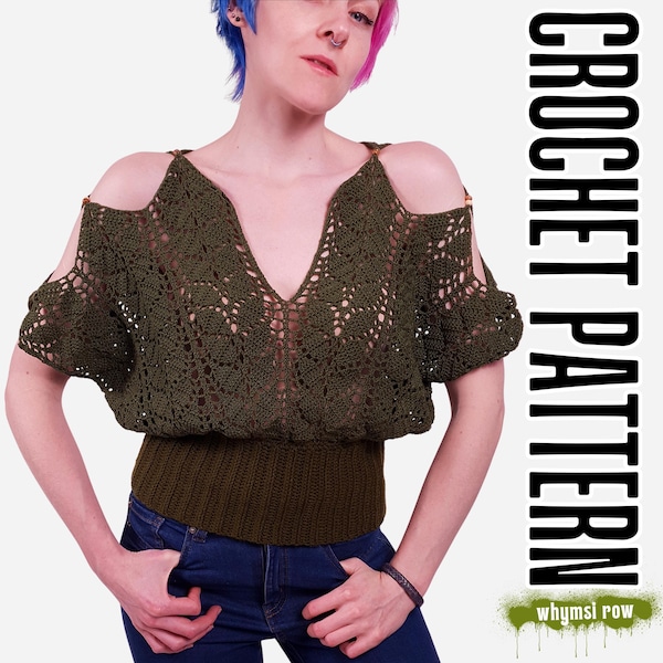 Melia Slouch Top Crochet PATTERN | Whimsical Leaf Lace Festival Fairy Costume