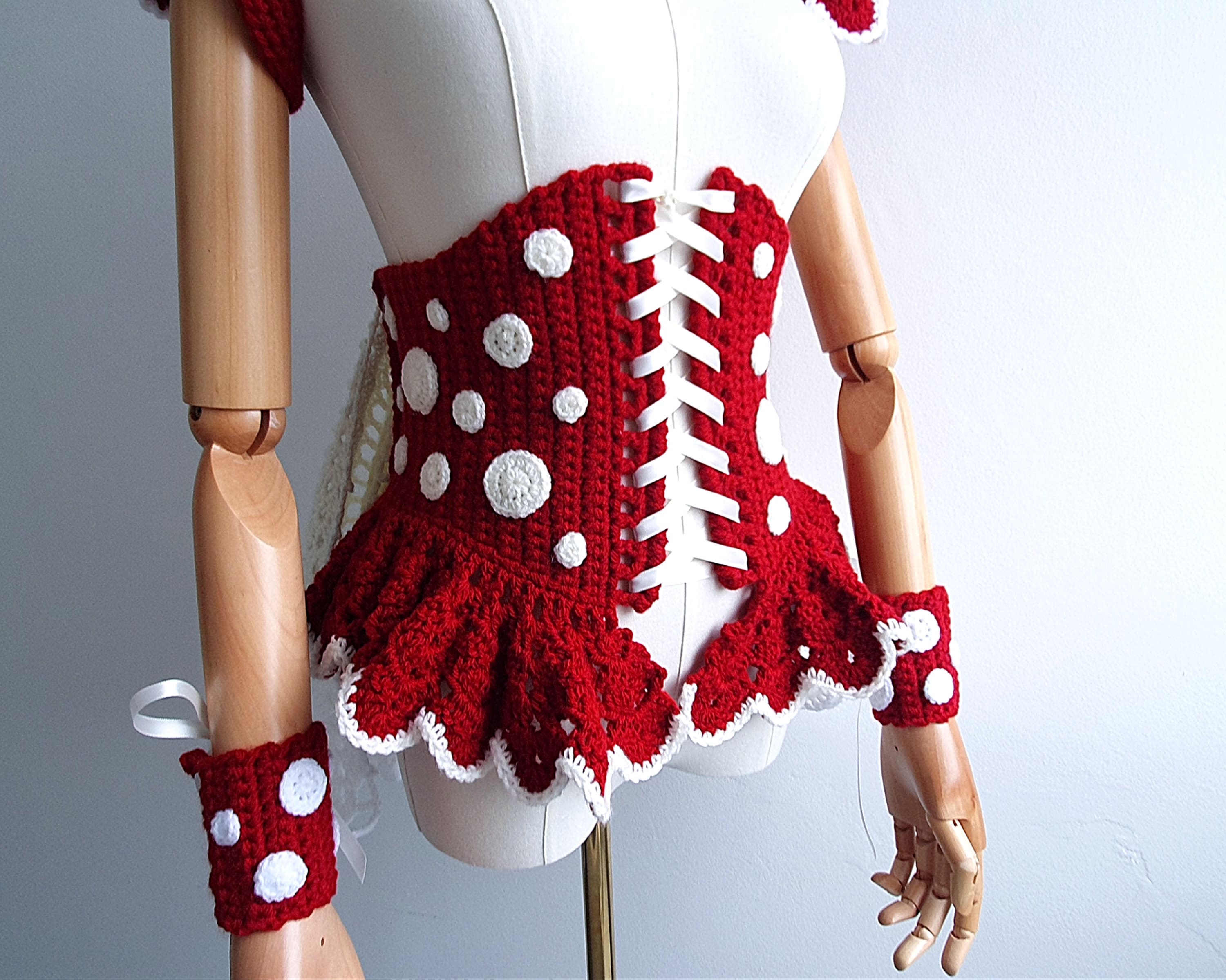 Amanita Corset With Ruffle Crochet PATTERN | Whimsical Mushroomcore ...