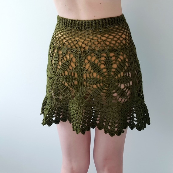 Leaf Burst Skirt Crochet PATTERN | Whimsical Moss Lace Granny