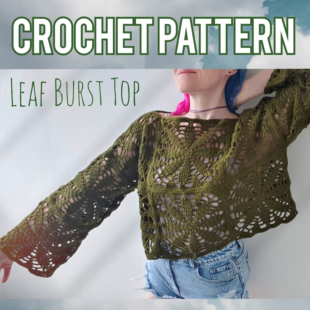 Leaf Burst Top Crochet PATTERN | Whimsical Moss Lace Granny Square