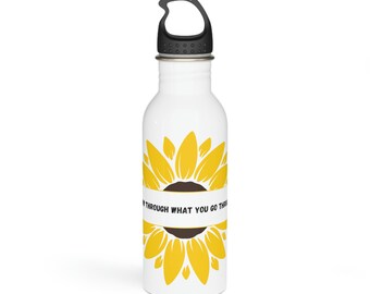 Bouteille d’eau en acier inoxydable, Motivationnel, Tournesol, Bouteille d’eau en acier inoxydable de 20 oz, Bouteille d’eau florale