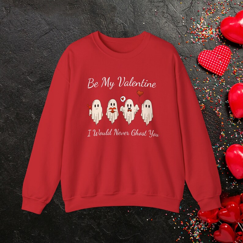 Funny Valentines Day Ghost Sweatshirt Red Couples Valentines Etsy