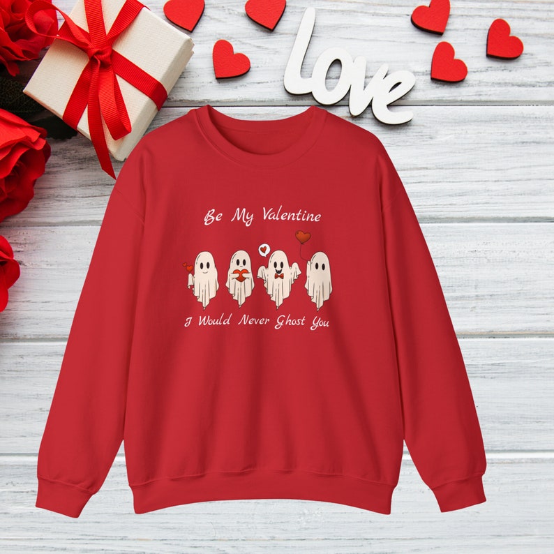 Funny Valentines Day Ghost Sweatshirt Red Couples Valentines Etsy