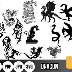 Bundle SVG Dragon - Dragon PNG Bundle - Clipart Dragon - Dragon SVG coupe fichiers pour Cricut - Silhouette Dragon - Dragons fichiers Svg coupe