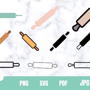 rolling pin Ssvf, rolling pin PNG, bakery clipart PNG, bake SVG, cricut cut file, instant download download