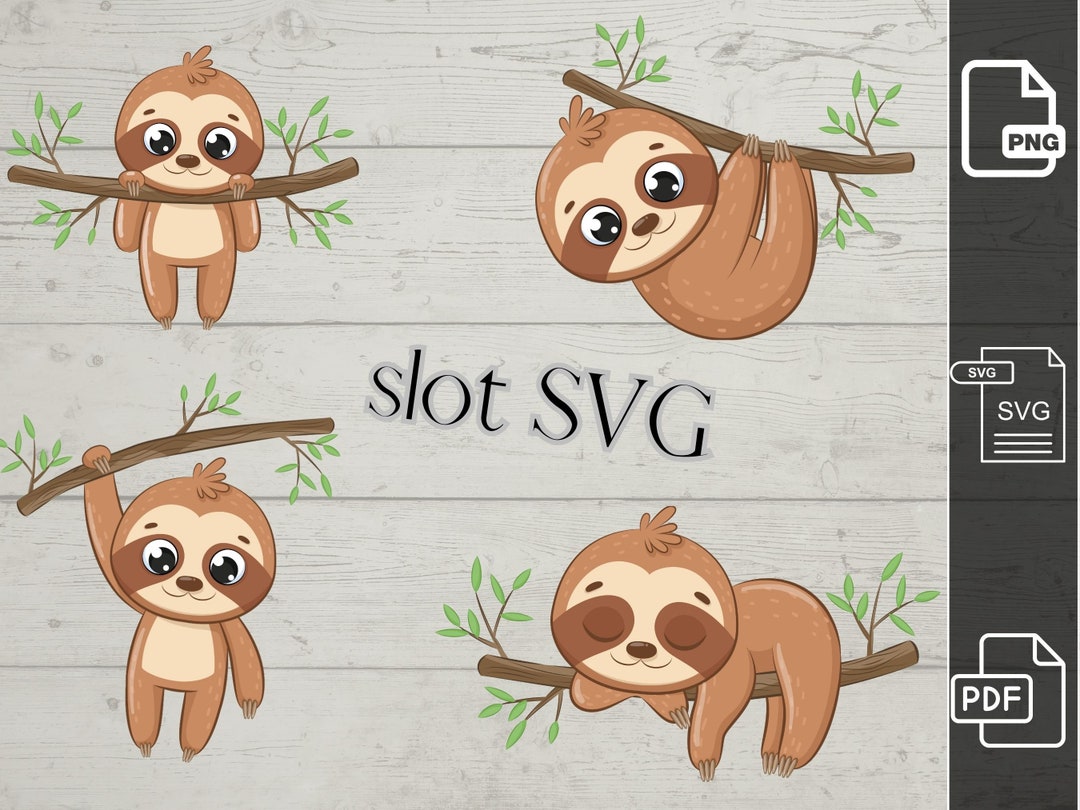 Sloth SVG Bundle, Cute Sloth SVG, Sleeping Hanging Sloth SVG, Sloth