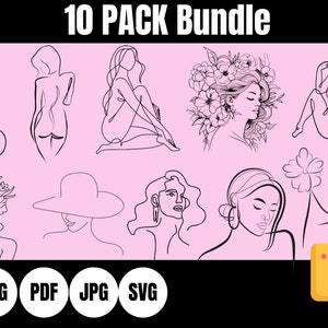 Line Art Women SVG Bundle | Woman Flowers svg | Flowers svg | Svg for Canvas | Canvas Art svg | Line art svg | Line Art