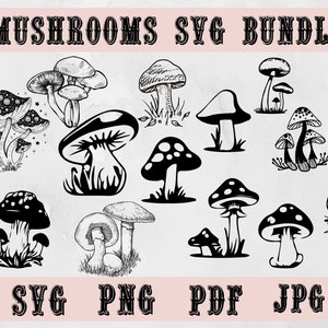 Mushroom Svg Bundle, Floral Mushroom SVG, Mushroom Clipart, Magic  Mushroom SVG, Mushroom PNG Bundle