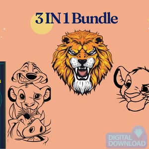 Paquete SVG del Rey León Simba SVG Clipart del Rey León Archivos de corte para Cricut Descarga digital del Rey León