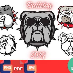 Bulldog Mascot SVG PNG Bulldog Clip Art Bulldog Head Bulldog Mom SVG Instant Download