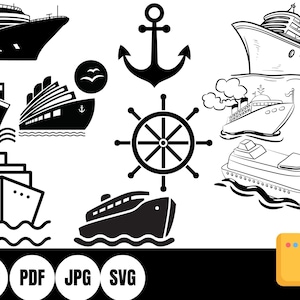 Cruise Ship Svg Bundle, Cruise Ship Svg, Cruise Ship Clipart,  Ship Silhouette, Cricut File, Boat Svg,Ship svg  Ship Cut File ,