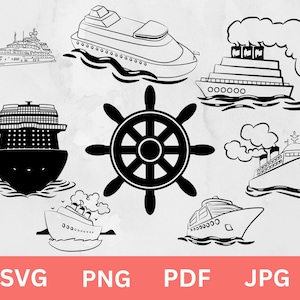 Cruise Ship SVG Bundle, Cruise Ship SVG, Cruise Ship Clipart, Cruise Ship Silhouette, Cricut File, Boat SVG, Cargo ship S