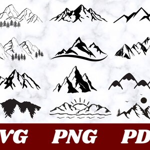 Mountains SVG, File For Cricut, mountain Silhouette, Cut Files, mountain svg bundle, Forest SVG