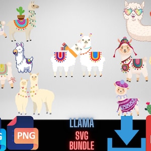 Bundle Lama SVG, SVG visage de Lama, mignon Lama Svg, alpaga Svg, lunettes de soleil aviateur Lama, floral Lama SVG Cricut, maman Lama Svg, Lama Png
