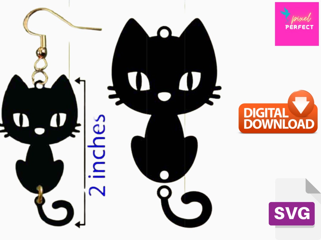 Cat Dangle Earrings, Cat Earring SVG, SVG Cut Files for Cricut