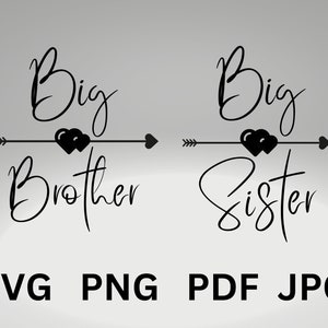 Große Schwester SVG Big Brother SVG-Datei, großer Bruder große Schwester, Bruder, Schwester, Big Bro, Big Sis, Babybody, große Schwester Shirt, großer Bruder Shirt