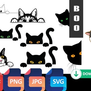 PEEKING CAT SVG, Peeking Cat Clipart, Peeking Cat Svg Files For Cricut, Peeking Cat Silhouette Svg, Cute cat svg, Black cat svg, cat bundle