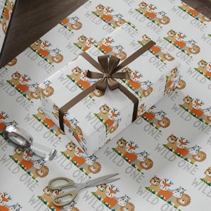 Wild One Baby Birthday Wrapping Paper, 1st Birthday Gift Wrap, First Birthday Gift Wrap, Retro Gift Wrap, Jungle Theme 1st Birthday Party