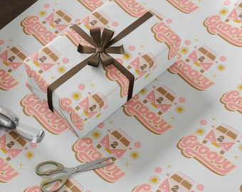 Two Groovy Birthday Wrapping Paper, 2nd Birthday Gift Wrap, Aesthetic 2nd Birthday Gift Wrap, Retro Gift Wrap, two Groovy Birthday Party