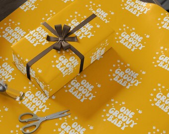 One Groovy Baby Birthday Wrapping Paper, 1st Birthday Gift Wrap, Aesthetic First Birthday Gift Wrap, Retro Gift Wrap, One Groovy Baby Party