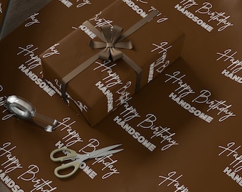 Handsome Birthday Gift Wrapping Paper, Husband Birthday Gift Wrap - Main Image
