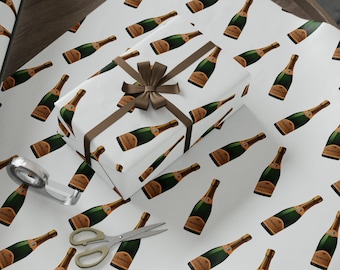 Presentpapper med bubblande champagne, presentpapper med grattis och champagne, examenspresentpapper, inflyttningspresentpapper, presentpapper för högtider