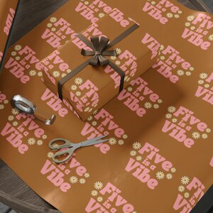 Five is a Vibe Birthday, Groovy Wrapping Paper, 5th Birthday Gift Wrap, 5th Birthday Gift Wrap, Retro Gift Wrap, 5 is a Vibe Birthday Party