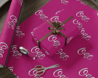 First Birthday Wrapping Paper, Baby Girl 1st Birthday Gift Wrap, Pink First Birthday Gift Wrap, Pink Gift Wrap, Wrapping Paper for 1st Bday