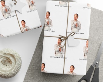 Personalisiertes Geburtstagspapier, personalisiertes Geburtstagsgeschenkpapier, individuelles Happy Birthday-Geschenk, Geschenkpapier für Frau, Geschenk für Freundin