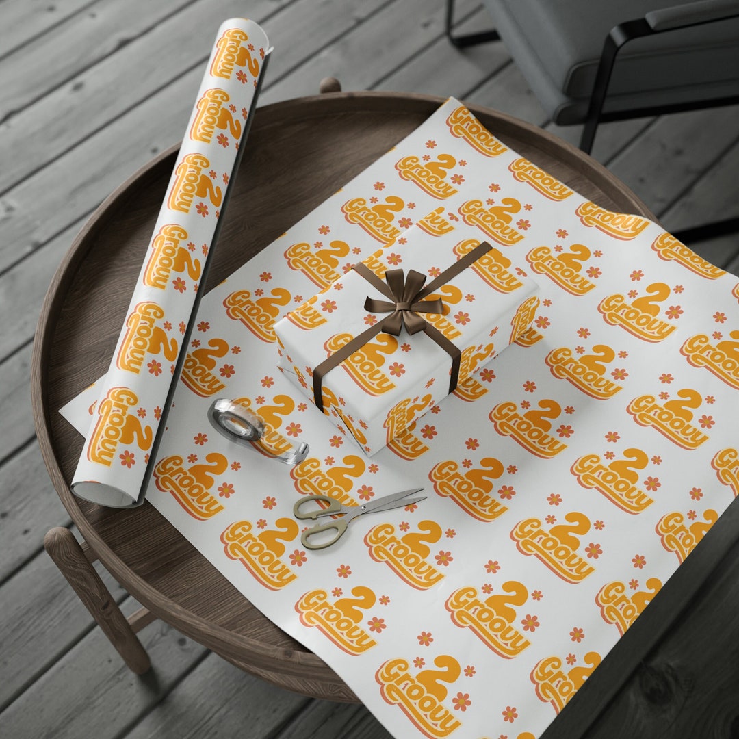 Two Groovy Birthday Wrapping Paper, 2nd Birthday Gift Wrap, Aesthetic ...