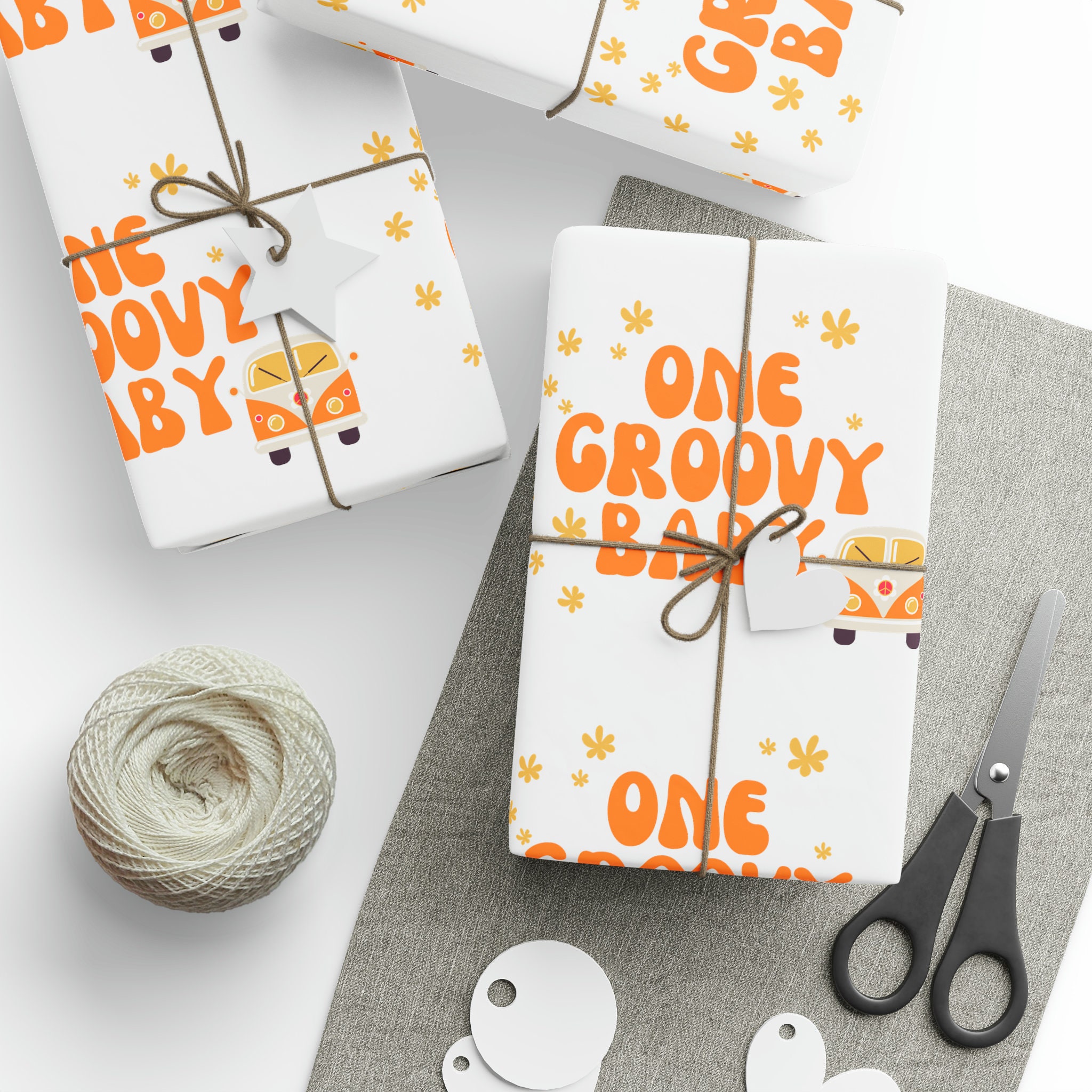 One Groovy Baby Birthday Wrapping Paper, 1st Birthday Gift Wrap ...