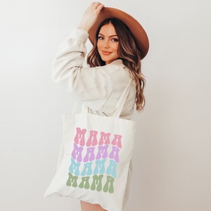 MAMA Tote Bag, Retro Mom Bag, Mom Tote Bag Aesthetic, Expecting Mom Gift, New Mom Holiday Gift, Mom Shopping Bag, Toddler Mom Tote Bag