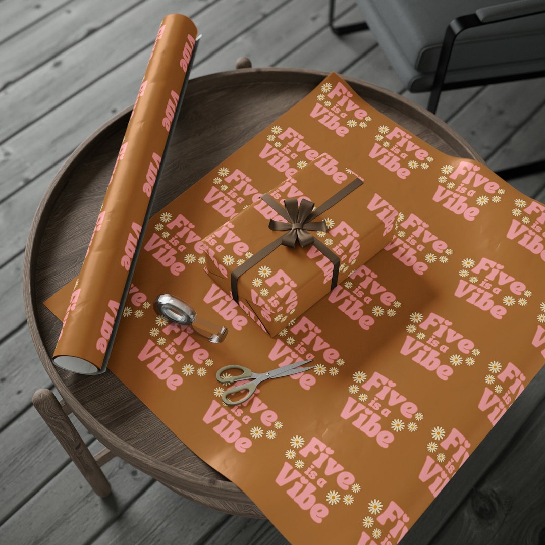 Five is a Vibe Birthday, Groovy Wrapping Paper, 5th Birthday Gift Wrap ...