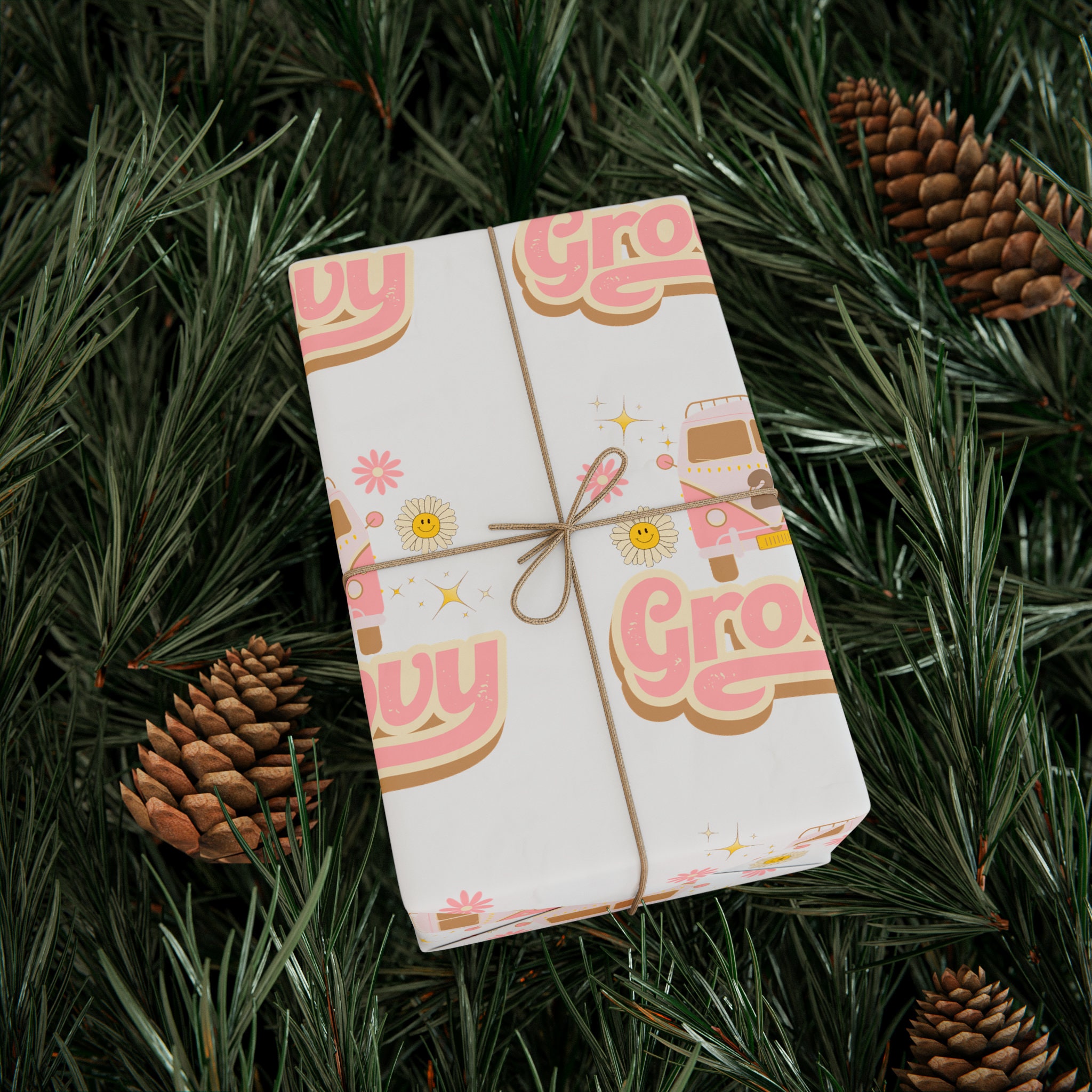 Two Groovy Birthday Wrapping Paper, 2nd Birthday Gift Wrap, Aesthetic ...