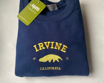 Embroidered Irvine California sweatshirt, Anteater sweatshirt, Irvine Anteater crewneck