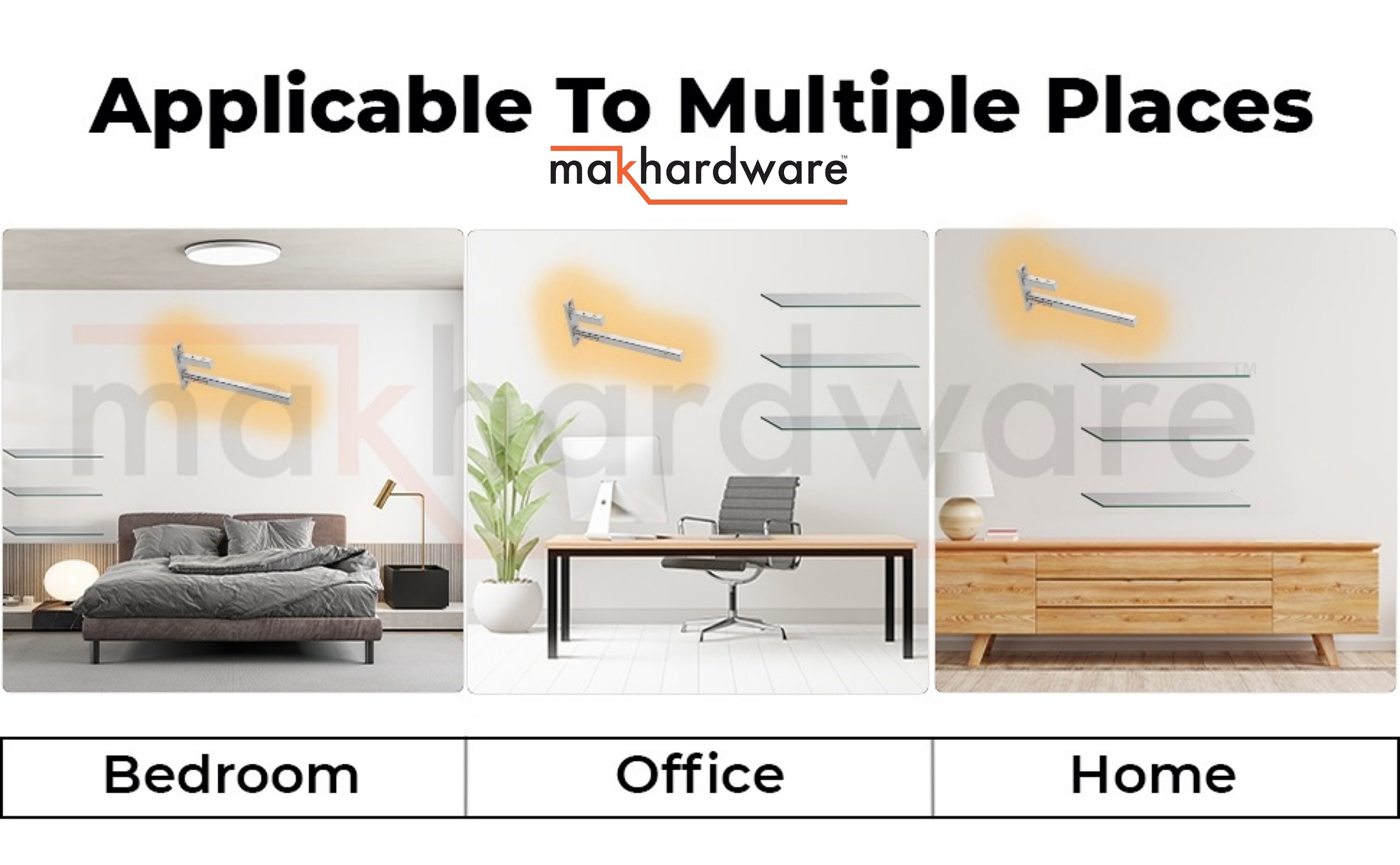 Handmade Stainless Steel F Type Glass Shelf F Bracket Square Adjustable 6mm/ 8 Mm/ 10mm/ 12mm