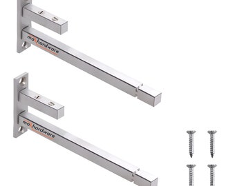 Handmade Stainless Steel F Type Glass Shelf F Bracket Square Adjustable 6mm/ 8 mm/ 10mm/ 12mm Glass - Pack of 2 Pieces.