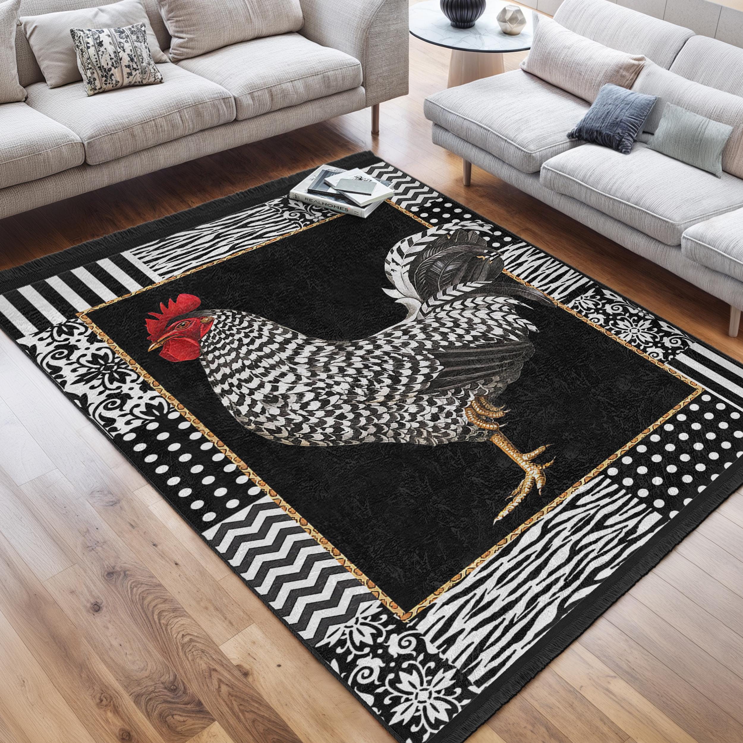 Country Rooster Rug |area Rug|anti-slip Rug|washable Rugs|farmhouse ...