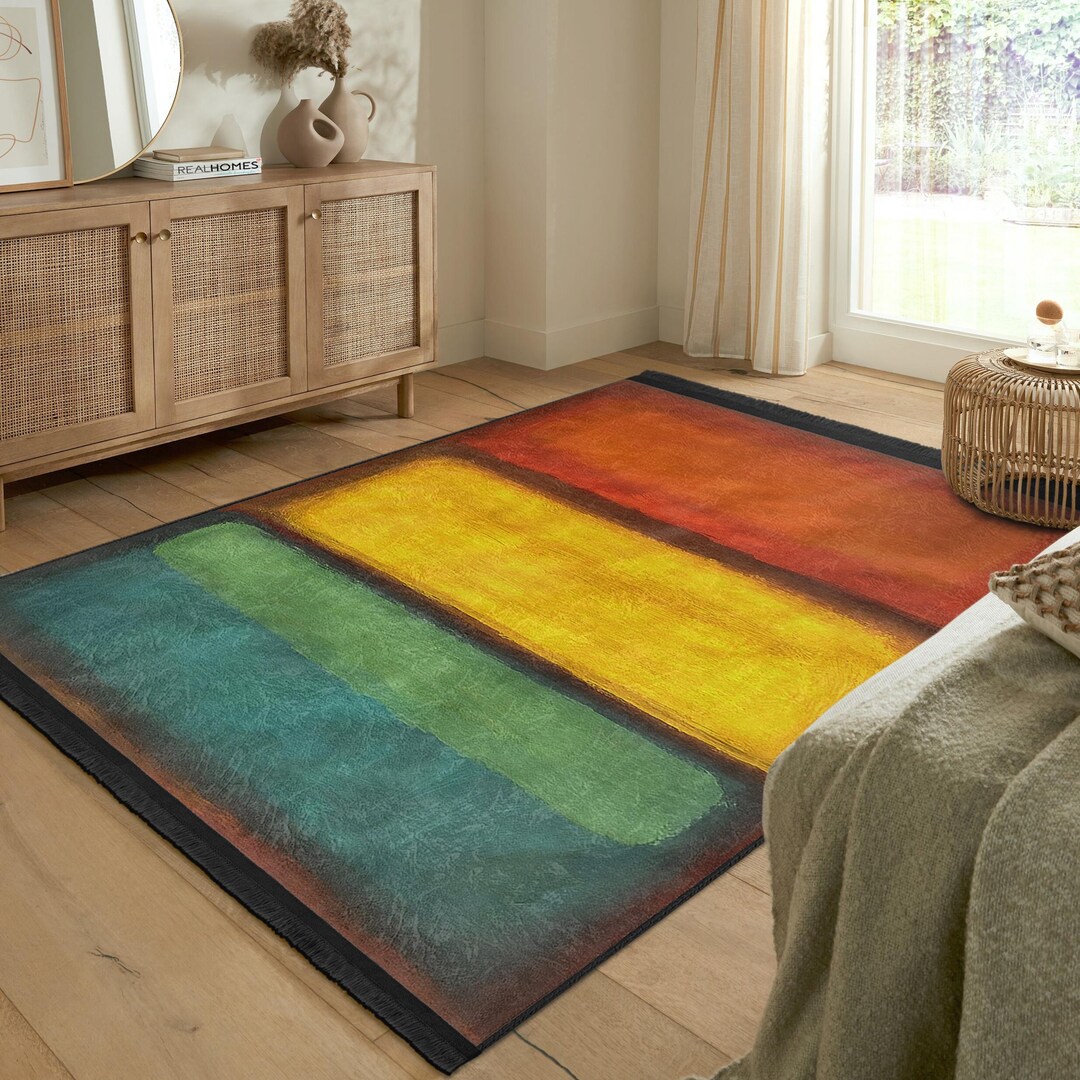 Rothko Style Rug| Red and Yellow Rug||blue and Green Rugmodern Art Rugs ...