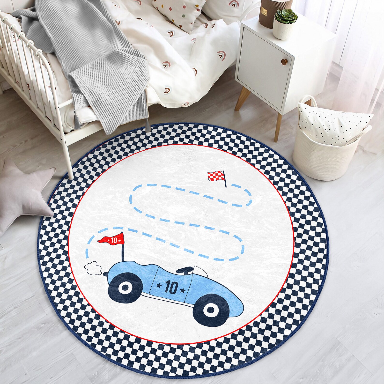 Car Racing Rug Kids Racing Car Kid's Play Mat|anti-slip Nursery Rug|children's Washable ...