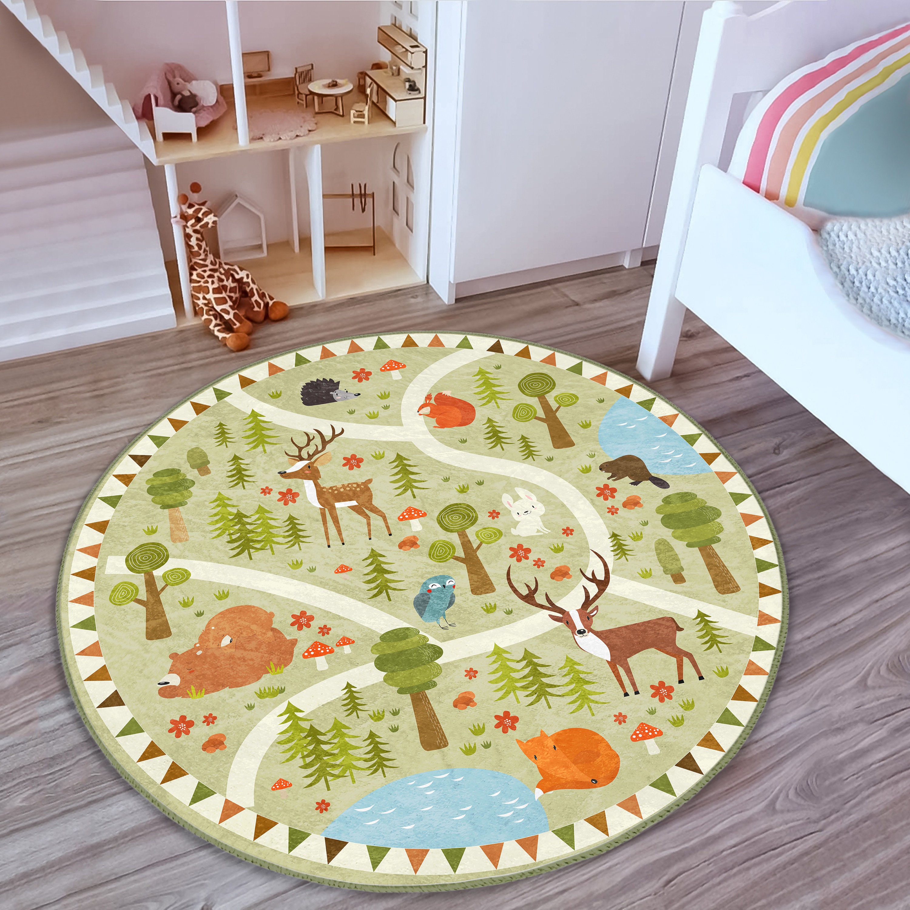 Cheerful Forest Children's Rug|best Gift İdeas for Children's|handmade ...