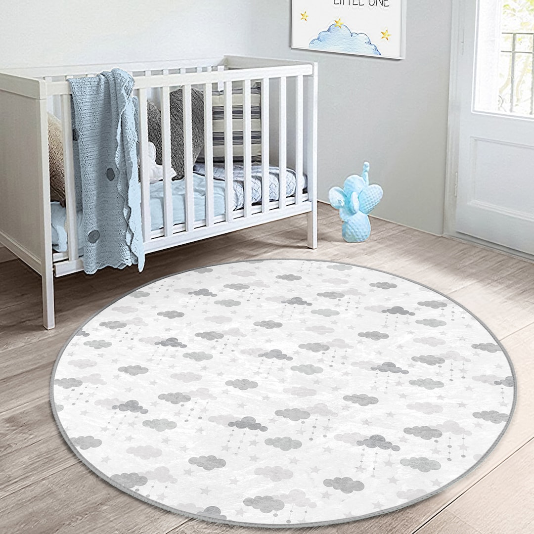 Babay Rugs Cloud Figured Cute Baby Room Rug|gray Rugs for Kid's|best Quality ...