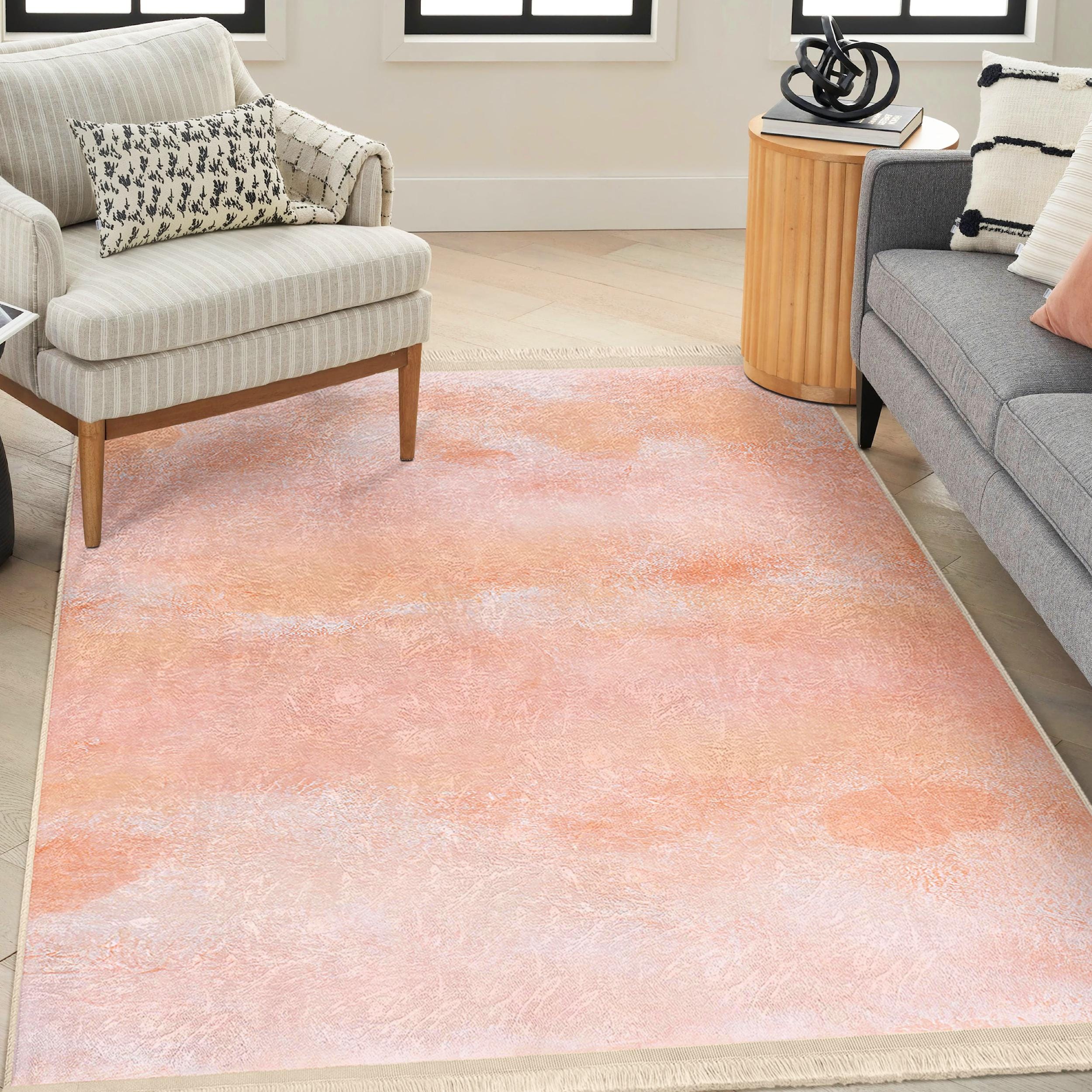 Pink Abstract Area Rug|anti Slip Carpet|living Room Rug|watercolor Area ...
