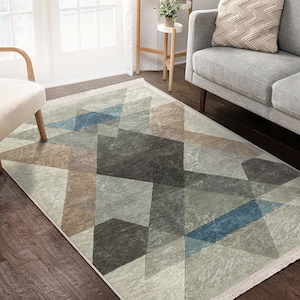 Multicolored Area Rugs|Geometric Saloon Rugs|Washable Colorful Dining Room Carpet|Modern Carpet|Minimal Home Decor|Non-Slip Rugs|Bestselling