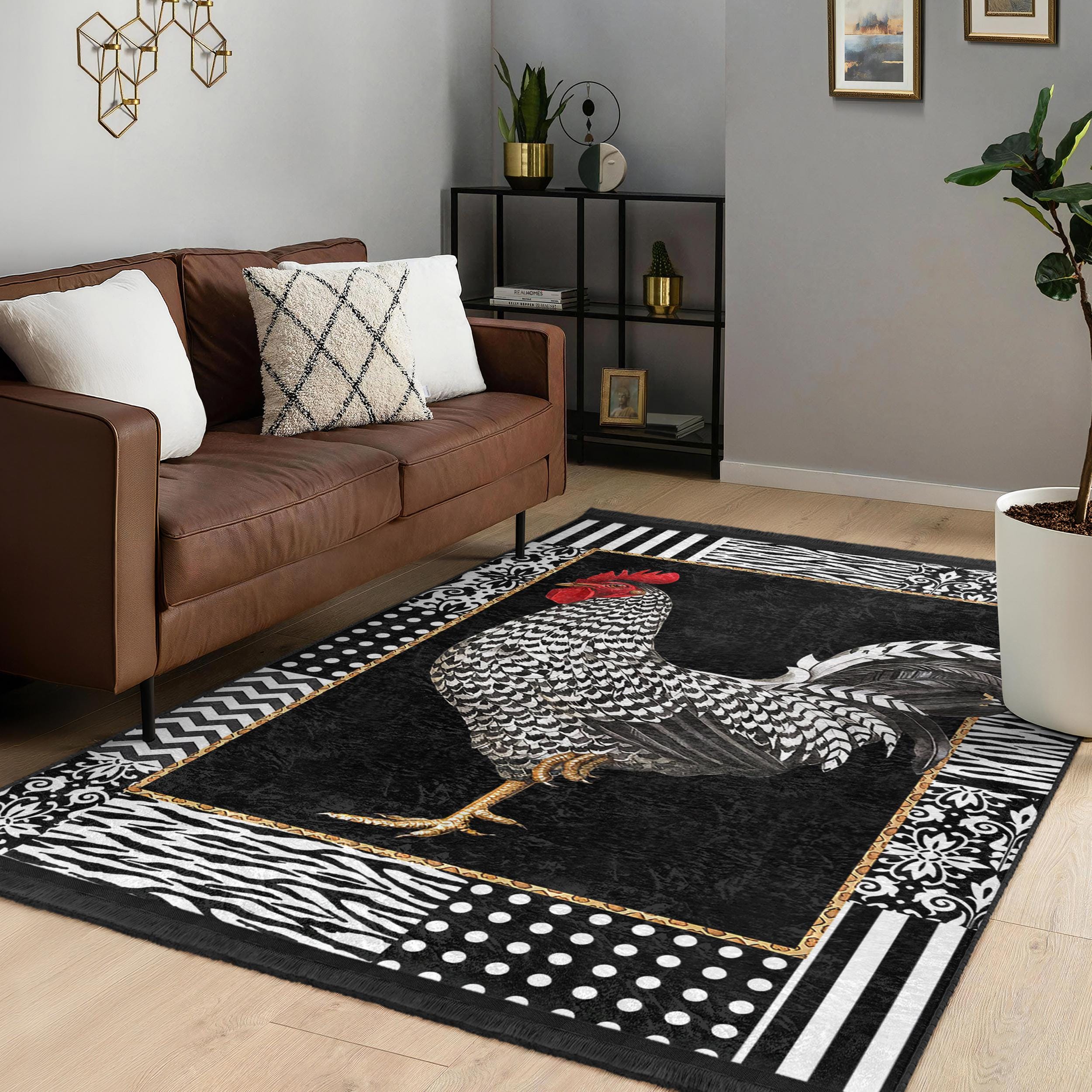 Country Rooster Rug |area Rug|anti-slip Rug|washable Rugs|farmhouse ...