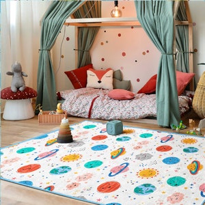 Learning Planets Nursery Mat|space Themed Kids Rugs|colorful Childrens ...