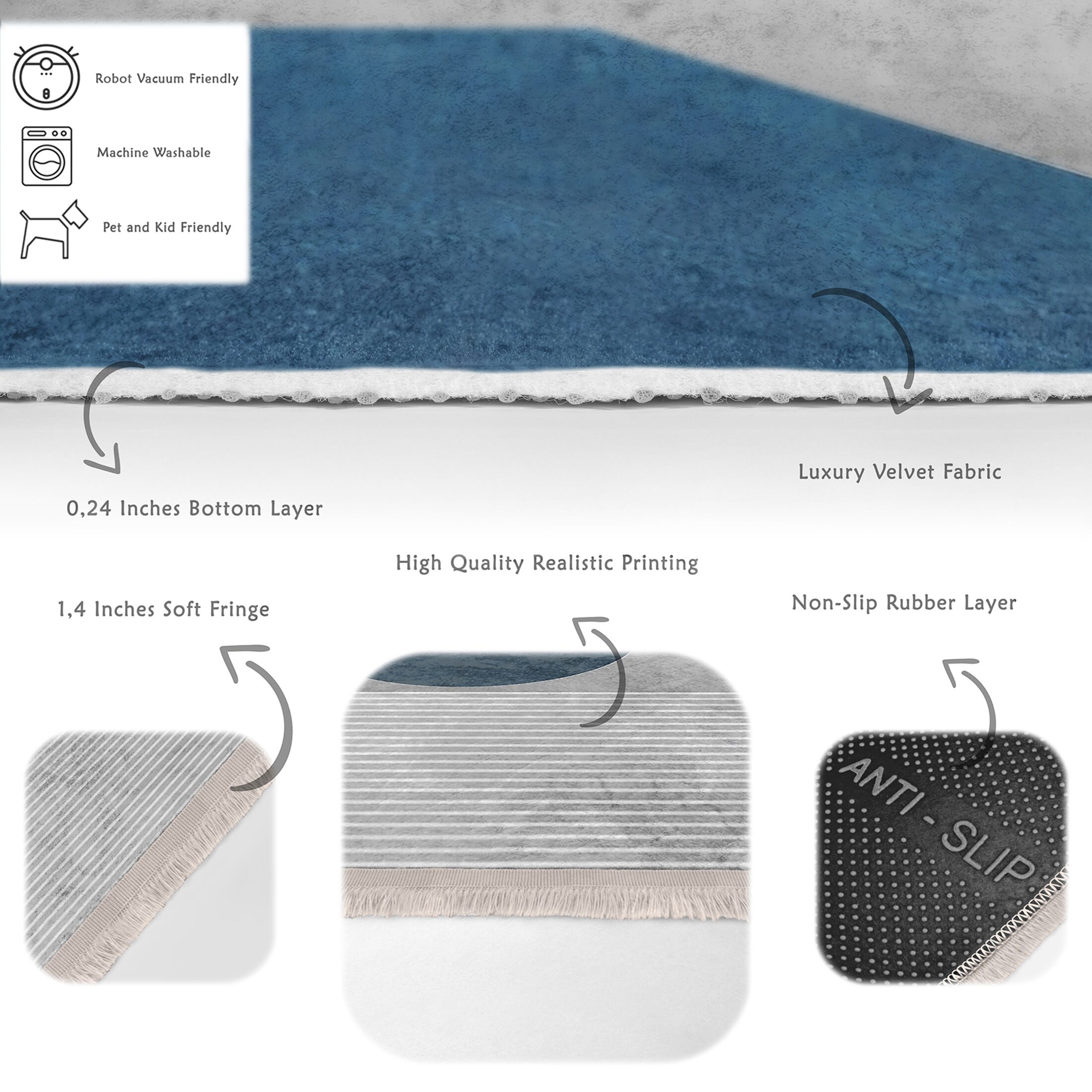 Abstract Navy Blue Area Rug|rectangle Gray Living Room Carpet|washable ...