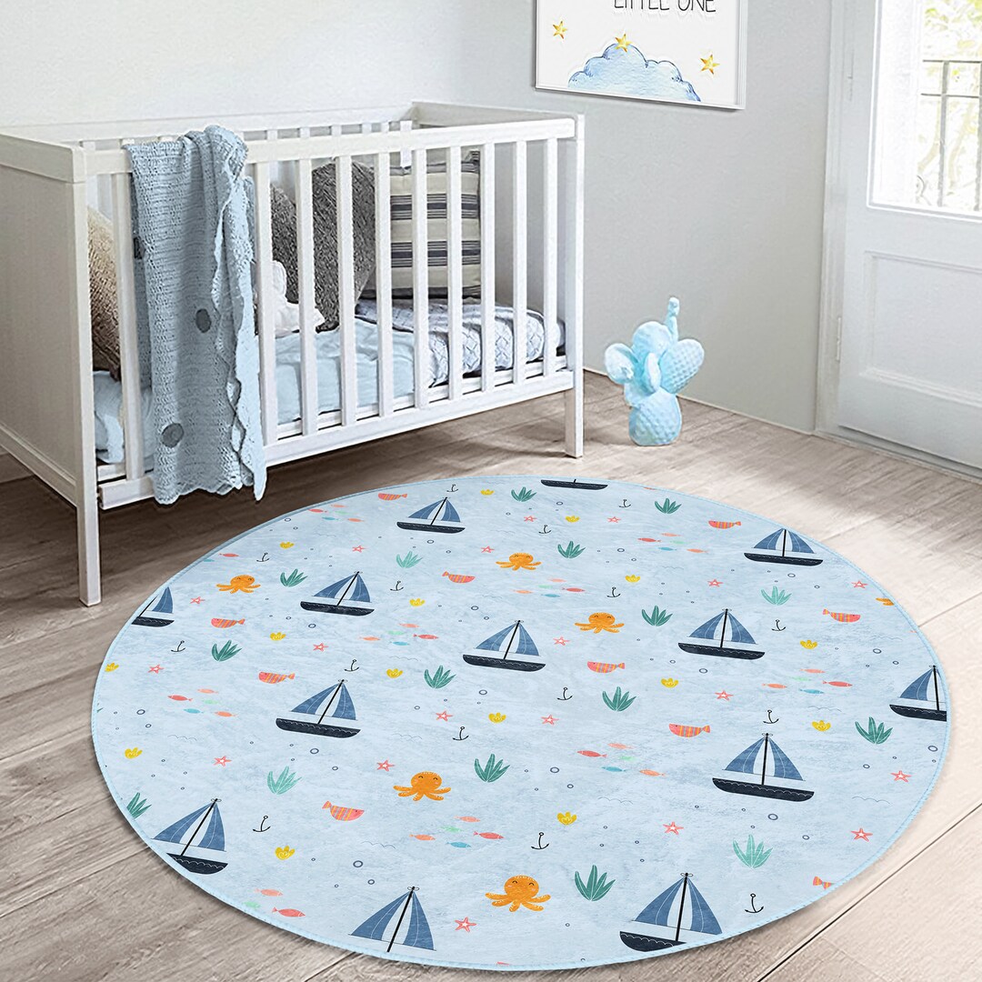 Child Rug Patterns Ship Pattern Kids Rug|marine Themed Baby Rugs|anti-slip Nautical ...